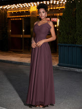 Spaghetti Strap Chiffon Bridesmaid Gowns-Cabernet