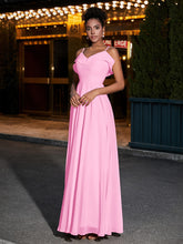 Spaghetti Strap Chiffon Bridesmaid Gowns-Candy Pink