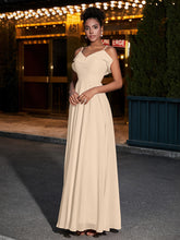 Spaghetti Strap Chiffon Bridesmaid Gowns-Champagne