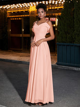 Spaghetti Strap Chiffon Bridesmaid Gowns-Coral