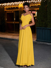 Spaghetti Strap Chiffon Bridesmaid Gowns-Marigold