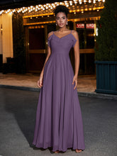 Spaghetti Strap Chiffon Bridesmaid Gowns-Plum