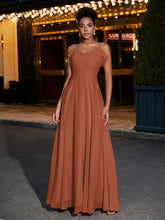 Spaghetti Strap Chiffon Bridesmaid Gowns-Rust