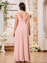 Deep V-neck Chiffon Maternity Dresses with Shoulder Bows Dusty Rose