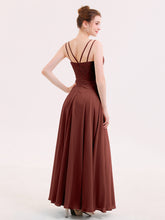 Long Bridesmaid Dresses with Pleated Bodice-Terracotta