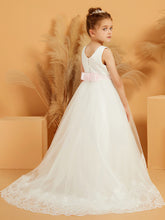 Ball-Gown Lace Applique Tulle Flower Girl Dress