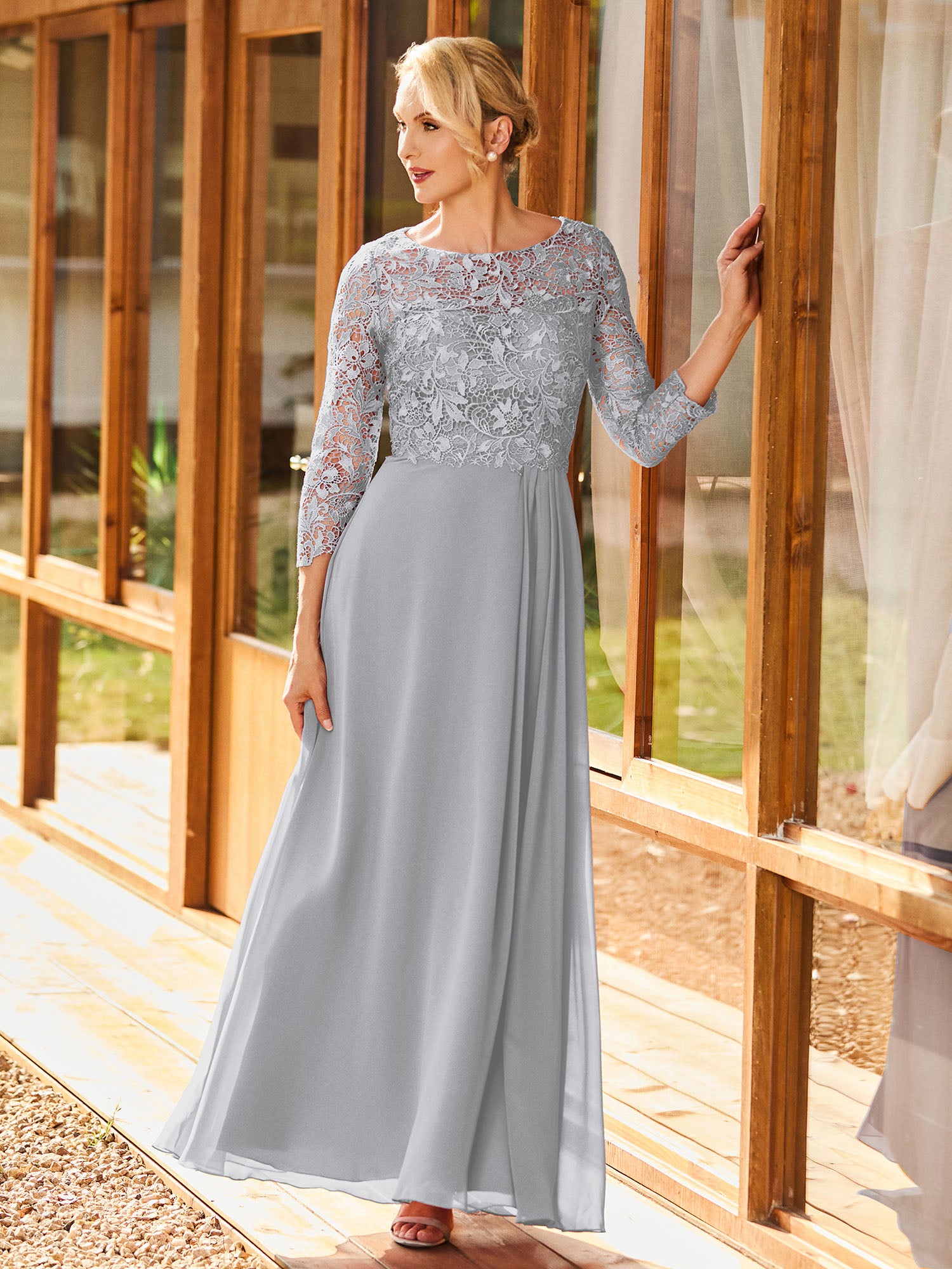Silver Lace Dress Quartz | Silver Embellished Square-Neck Open-Back Maxi  Dress