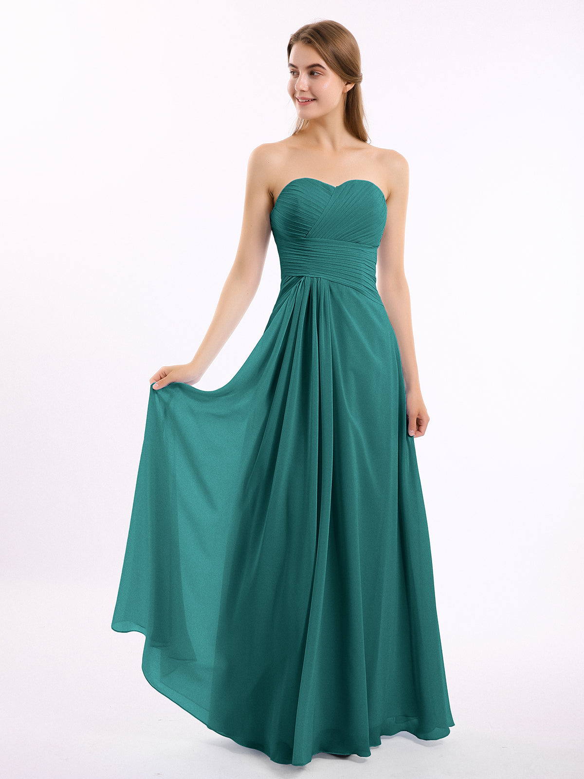 Strapless Chiffon Full Length Dresses Peacock main image 1
