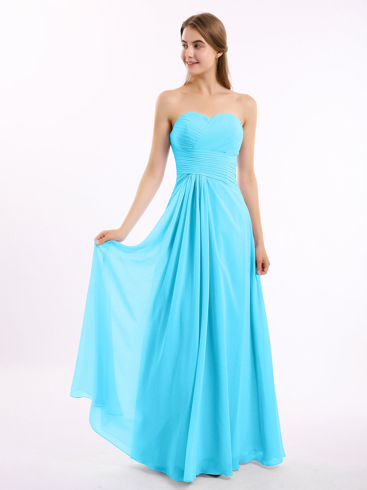 Straplesses Chiffon Maxi Dresses with Bow Pool