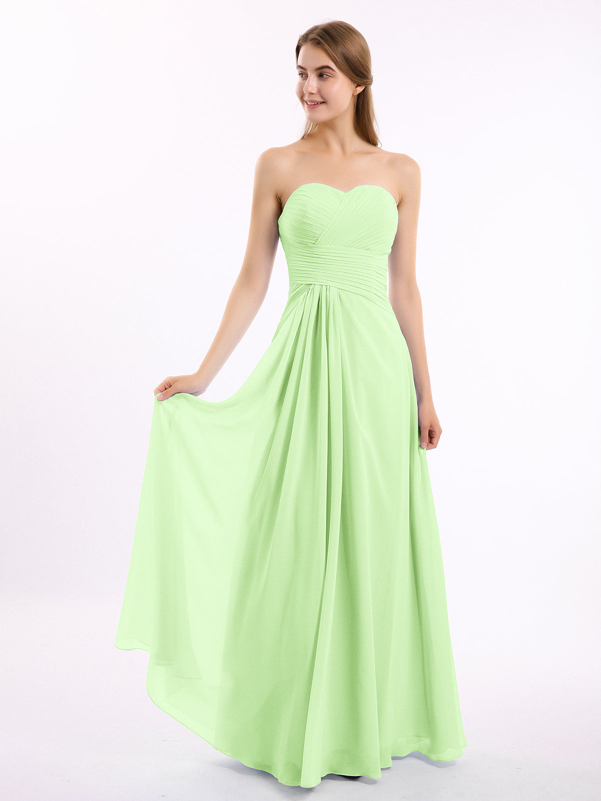 Chiffon Strapless Dresses with Sweetheart Sage Plus Size main image 1