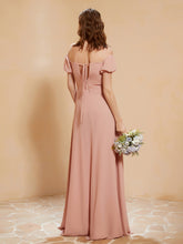 Half Sleeve Backless A-line Chiffon Dress Dusty Rose