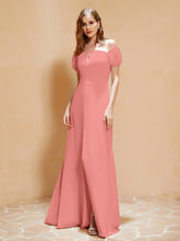 Half Sleeve Backless A-line Chiffon Dress Sunset
