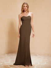 Sweetheart Sheath Chiffon Dress With Slit Brown