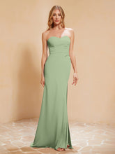 Sweetheart Sheath Chiffon Dress With Slit Dusty Sage