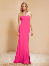Sweetheart Sheath Chiffon Dress With Slit Fuchsia