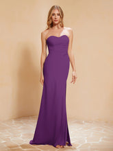 Sweetheart Sheath Chiffon Dress With Slit Grape