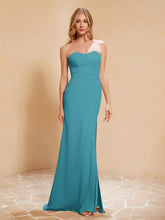 Sweetheart Sheath Chiffon Dress With Slit Jade
