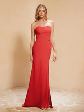 Sweetheart Sheath Chiffon Dress With Slit Red