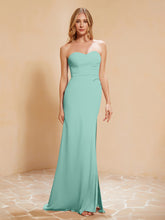 Sweetheart Sheath Chiffon Dress With Slit Turquoise
