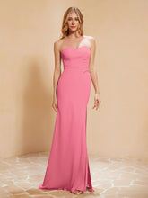 Sweetheart Sheath Chiffon Dress With Slit Watermelon
