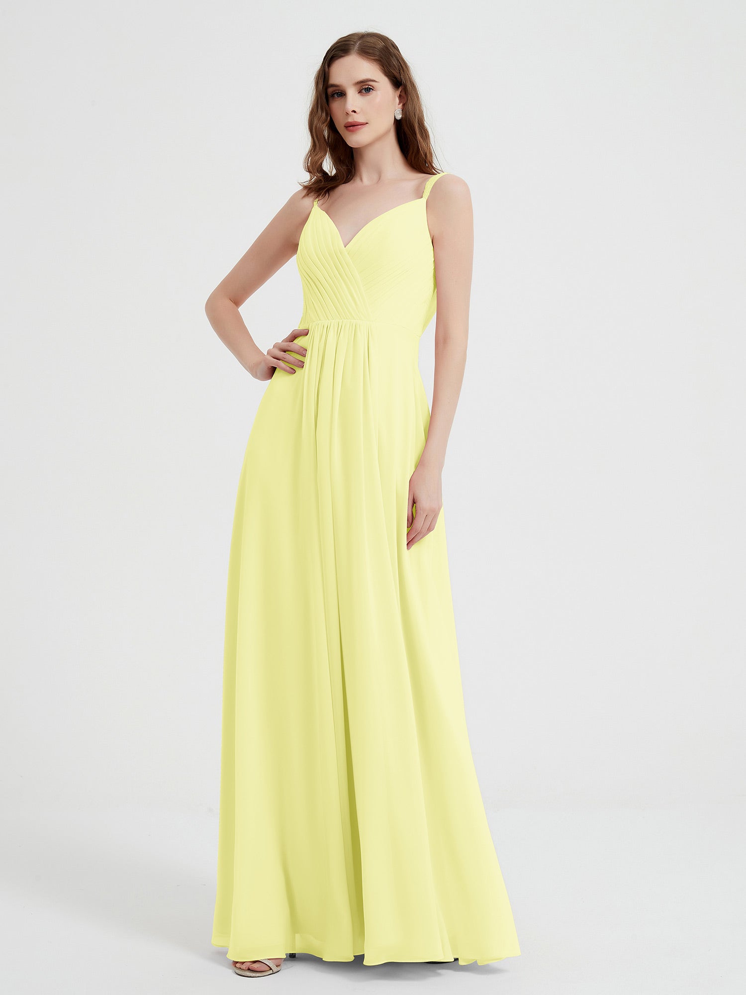 Long Chiffon Simple Dress with Halter Neck Daffodil Plus Size