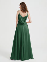 V-neck Chiffon Dresses with Beaded Straps-Dark Green