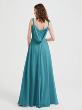 V-neck Chiffon Dresses with Beaded Straps-Jade