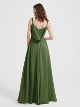 V-neck Chiffon Dresses with Beaded Straps-Moss