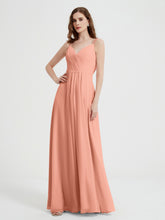 V-neck Chiffon Dresses with Beaded Straps-Papaya