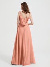 V-neck Chiffon Dresses with Beaded Straps-Papaya