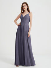 V-neck Chiffon Dresses with Beaded Straps-Stormy