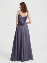V-neck Chiffon Dresses with Beaded Straps-Stormy