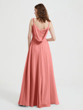 V-neck Chiffon Dresses with Beaded Straps-Sunset