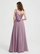 V-neck Chiffon Dresses with Beaded Straps-Vintage Mauve