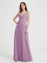 V-neck Chiffon Dresses with Beaded Straps-Wisteria