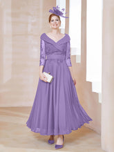 A-line V-neck Appliqued Chiffon Dress Tahiti