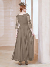 A-line V-neck Appliqued Chiffon Dress Taupe