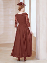 A-line V-neck Appliqued Chiffon Dress Terracotta