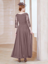 A-line V-neck Appliqued Chiffon Dress Vintage Mauve