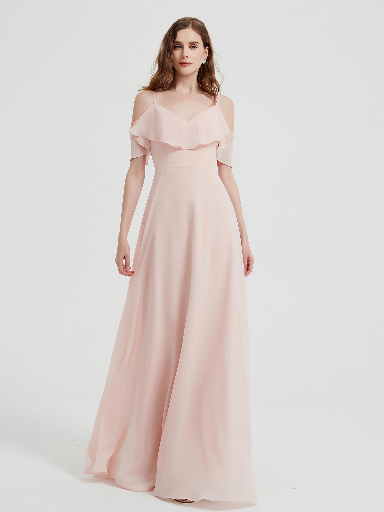 Spaghetti Strap V-neck Chiffon Dresses Peacock main image 1