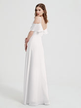 Spaghetti Straps V-neck Chiffon Long Dresses-Ivory