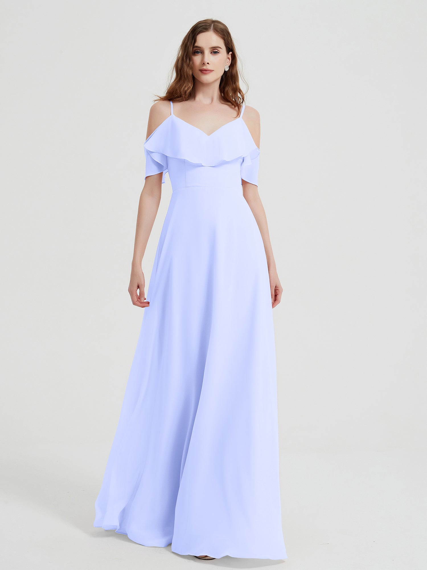 Spaghetti Strap CHIffon Long Dresses Dusty Blue Plus Size