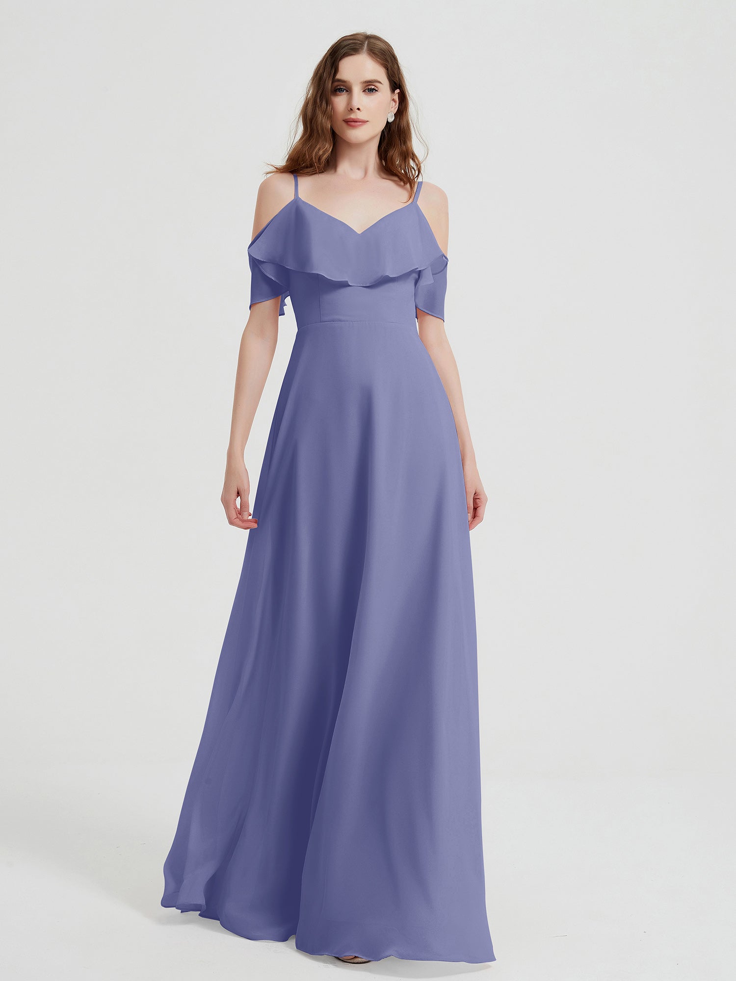 Strapless Chiffon Maxi Dresses with Slit Periwinkle main image 0