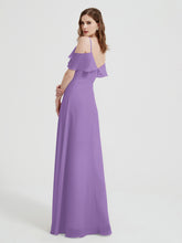 Spaghetti Straps V-neck Chiffon Long Dresses-Tahiti