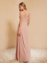 Square Neckline Ruffle Backless Chiffon A-line Dress Dusty Rose
