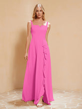 Square Neckline Ruffle Backless Chiffon A-line Dress Azalea