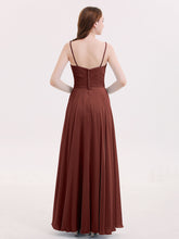 Spaghetti Strap Chiffon Dress with V Neck-Terracotta