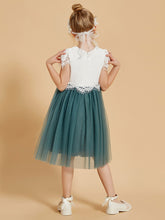 Scoop Neck Lace Tulle Flower Girl Dresses