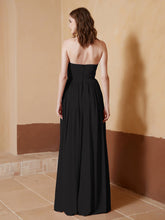 Chiffon Long Strapless Dress for Bridemsids-Black