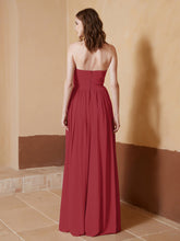Chiffon Long Strapless Dress for Bridemsids-Burgundy